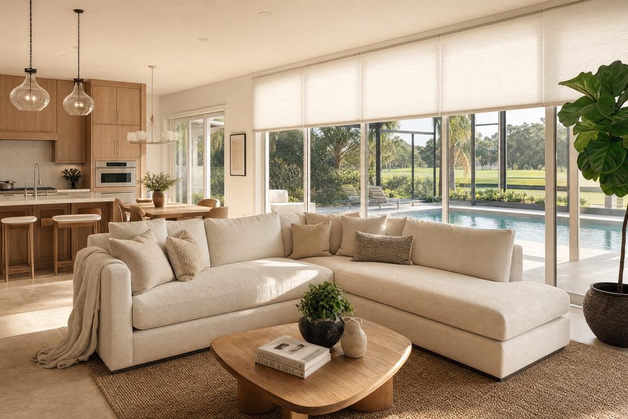 Custom shades in a Bardmoor golf community home