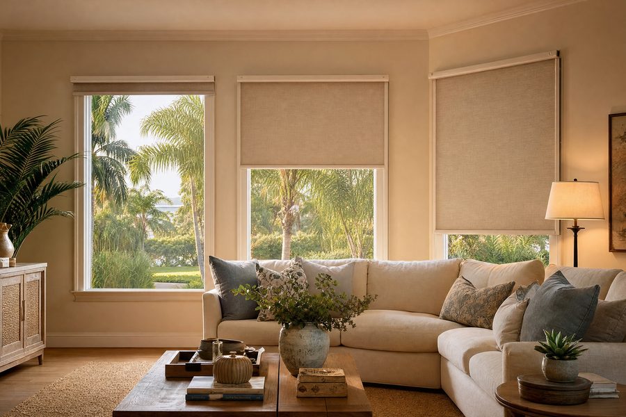 Hunter Douglas motorized shades in a Largo or Seminole home